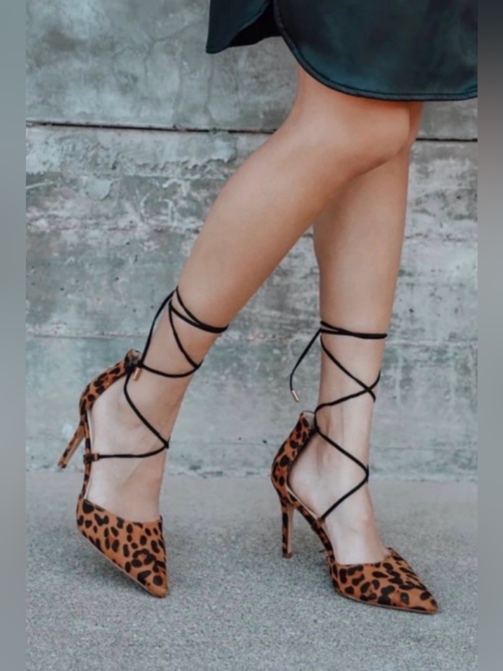 NIB Lulu’s Leopard Print and Black Suede Lace-Up Heels - 6.5